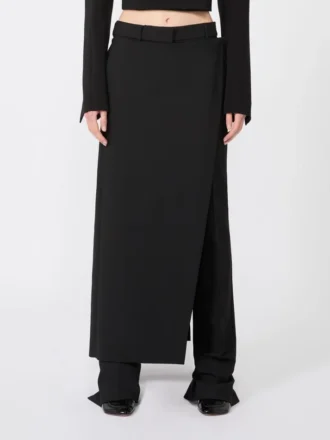 Stretch wollen broek met afneembaar paneel, zwart
