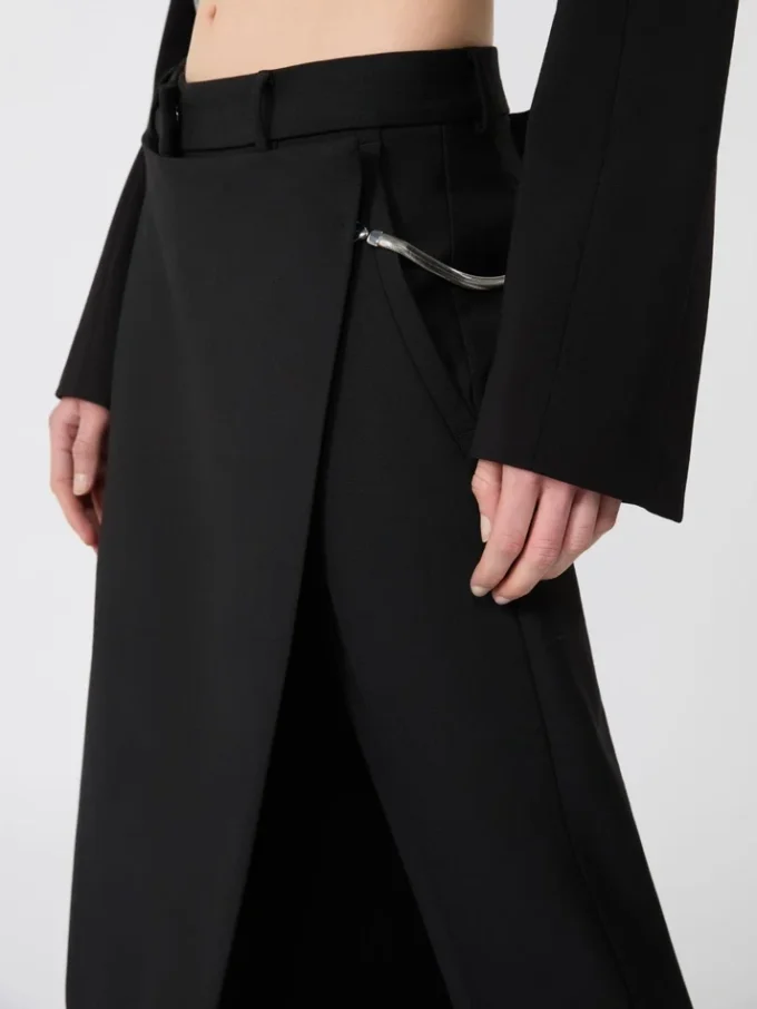 Stretch wollen broek met afneembaar paneel, zwart Stretch wollen broek met afneembaar paneel, zwart