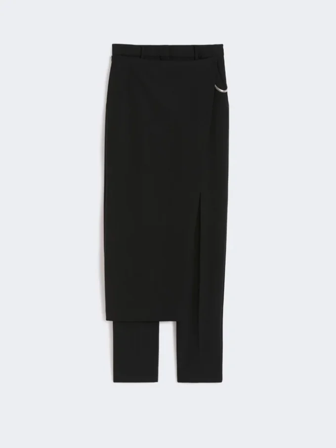 Stretch wollen broek met afneembaar paneel, zwart Stretch wollen broek met afneembaar paneel, zwart