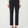 Stretch wollen cigarettebroek, marineblauw