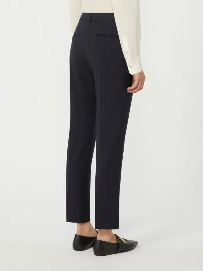 Stretch wollen cigarettebroek, marineblauw