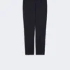 Stretch wollen cigarettebroek, marineblauw