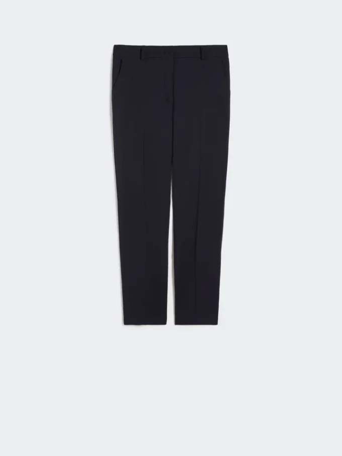 Stretch wollen cigarettebroek, marineblauw