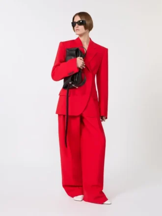 Stretch-wollen double-breasted blazer, rood