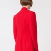 Stretch-wollen double-breasted blazer, rood