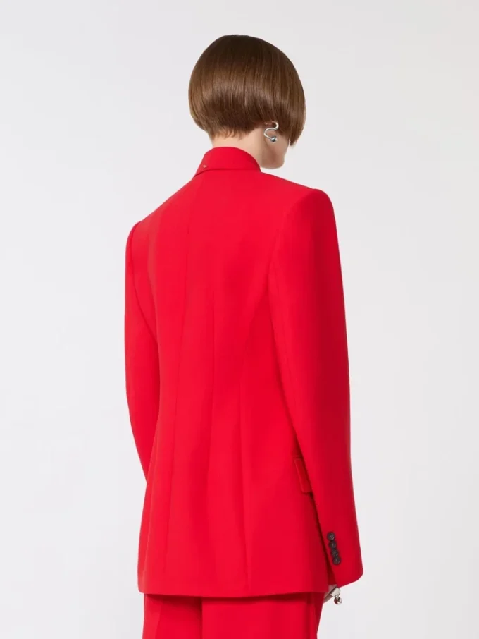 Stretch-wollen double-breasted blazer, rood
