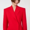 Stretch-wollen double-breasted blazer, rood