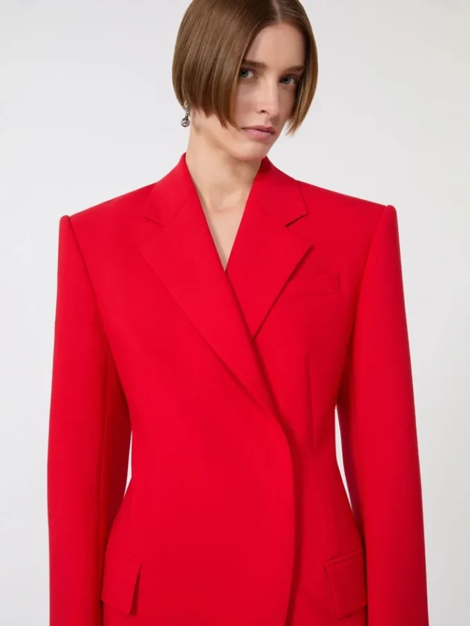 Stretch-wollen double-breasted blazer, rood