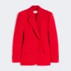 Stretch-wollen double-breasted blazer, rood