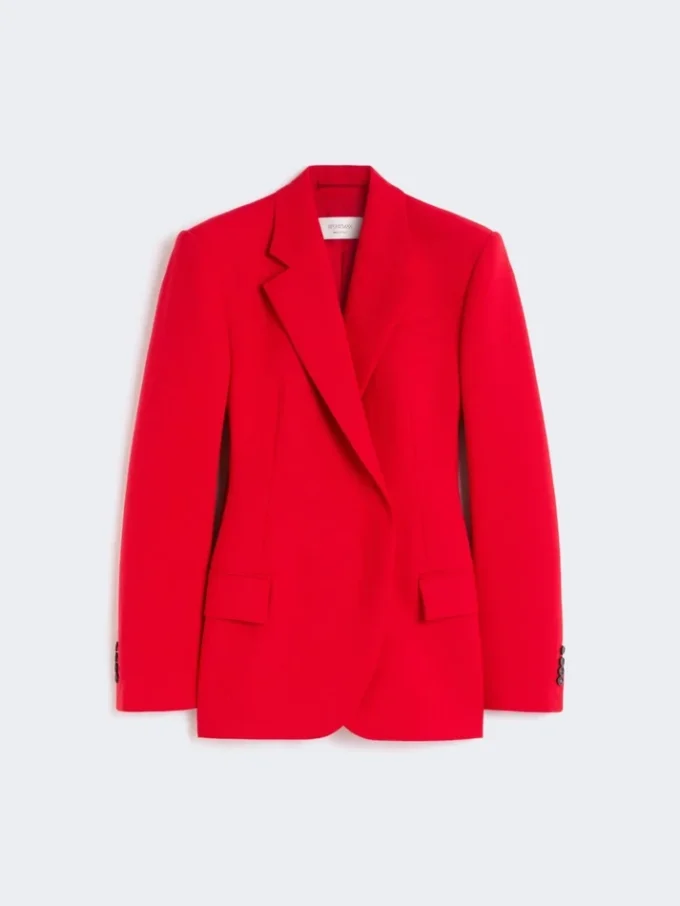 Stretch-wollen double-breasted blazer, rood