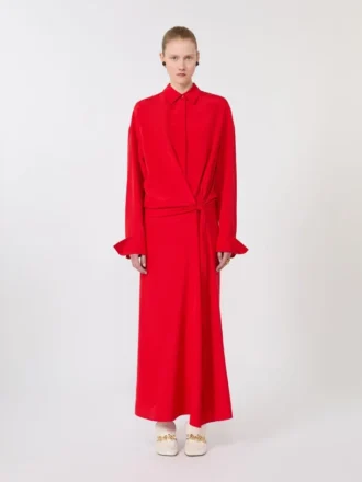 Stretch zijden overhemdjurk, rood
