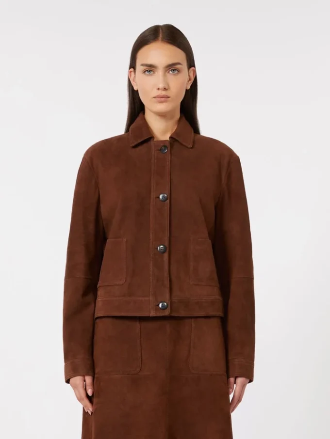 Suède boxy jasje, chocoladebruin Suède boxy jasje, chocoladebruin