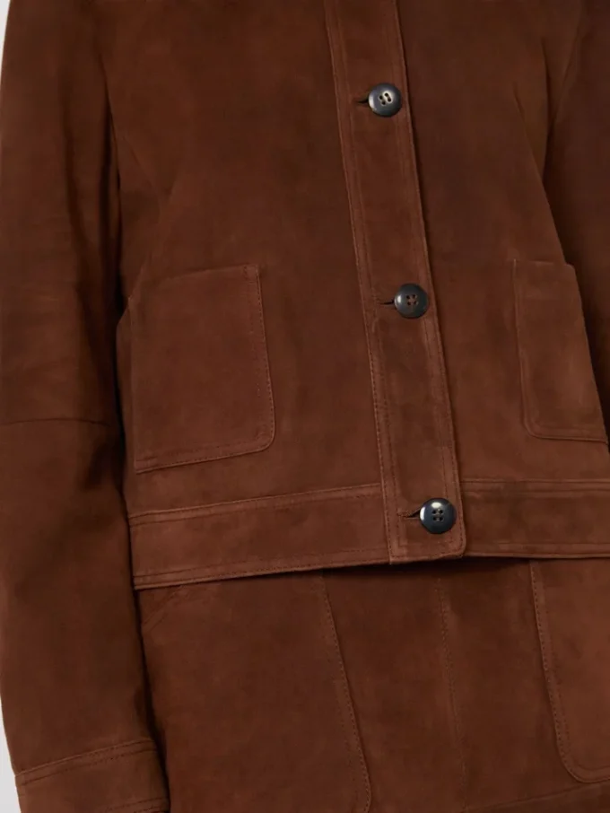 Suède boxy jasje, chocoladebruin Suède boxy jasje, chocoladebruin