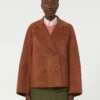 Suède jas met dubbele knoopsluiting, terracotta Suède jas met dubbele knoopsluiting, terracotta