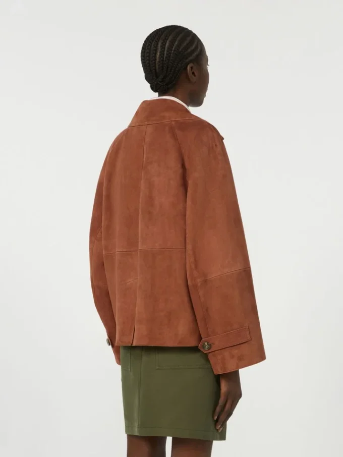 Suède jas met dubbele knoopsluiting, terracotta Suède jas met dubbele knoopsluiting, terracotta