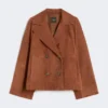 Suède jas met dubbele knoopsluiting, terracotta Suède jas met dubbele knoopsluiting, terracotta