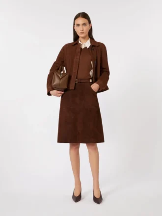 Suède boxy jasje, chocoladebruin