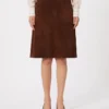 Suède midi-rok, chocoladebruin Suède midi-rok, chocoladebruin