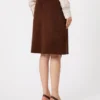 Suède midi-rok, chocoladebruin Suède midi-rok, chocoladebruin