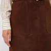 Suède midi-rok, chocoladebruin Suède midi-rok, chocoladebruin