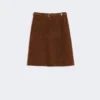 Suède midi-rok, chocoladebruin Suède midi-rok, chocoladebruin