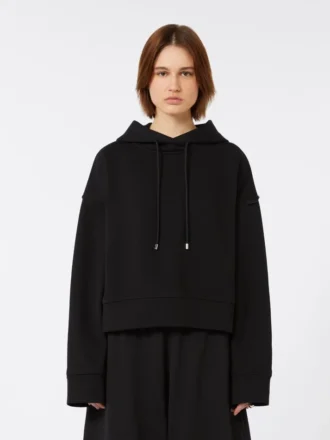 Sweatshirt met capuchon van stretchkatoen, zwart