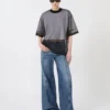 T-shirt met katoenen overlay, optisch wit T-shirt met katoenen overlay, optisch wit