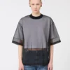 T-shirt met katoenen overlay, optisch wit T-shirt met katoenen overlay, optisch wit