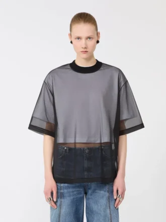 T-shirt met katoenen overlay, optisch wit