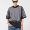 T-shirt met katoenen overlay, optisch wit T-shirt met katoenen overlay, optisch wit