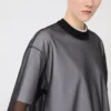 T-shirt met katoenen overlay, optisch wit T-shirt met katoenen overlay, optisch wit