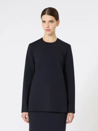T-shirt met ronde hals van scuba-jersey, ultramarijn