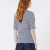 T-shirt met V-hals van stretch linnen jersey, ultramarijn T-shirt met V-hals van stretch linnen jersey, ultramarijn