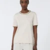 T-shirt van katoen en modal, beige T-shirt van katoen en modal, beige