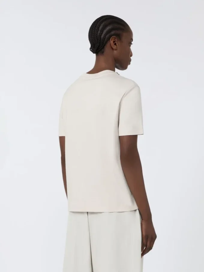 T-shirt van katoen en modal, beige T-shirt van katoen en modal, beige