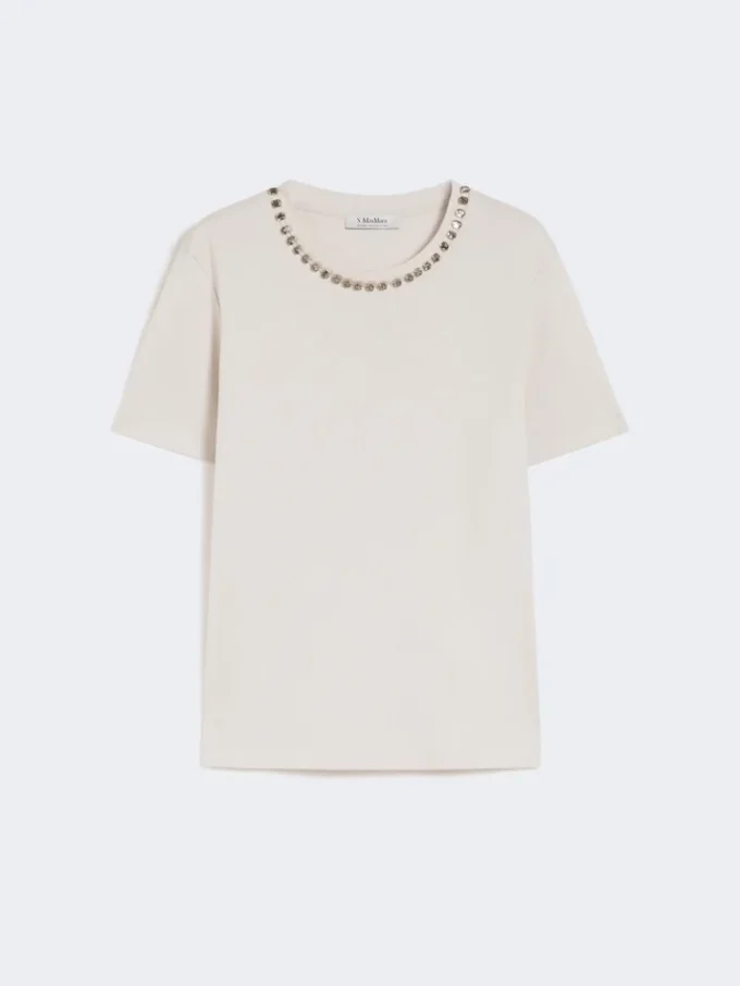 T-shirt van katoen en modal, beige T-shirt van katoen en modal, beige