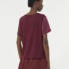 T-shirt van satijn en jersey, bordeaux T-shirt van satijn en jersey, bordeaux