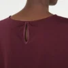 T-shirt van satijn en jersey, bordeaux T-shirt van satijn en jersey, bordeaux