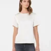 T-shirt van satijn en jersey, ecru T-shirt van satijn en jersey, ecru