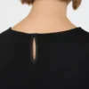 T-shirt van satijn en jersey, zwart