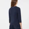 T-shirt van stretchkatoen, marineblauw