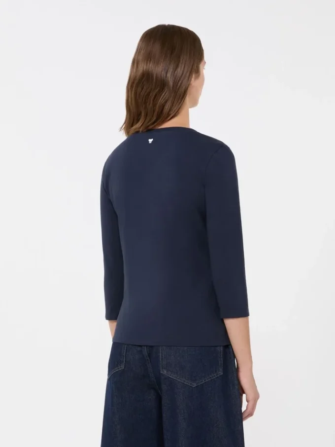 T-shirt van stretchkatoen, marineblauw