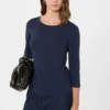 T-shirt van stretchkatoen, marineblauw