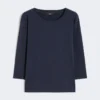 T-shirt van stretchkatoen, marineblauw