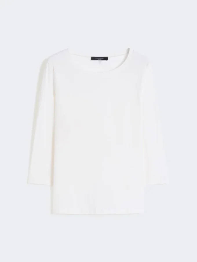 T-shirt van stretchkatoen, wit T-shirt van stretchkatoen, wit