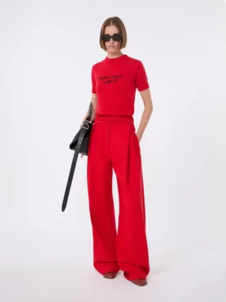 T-shirt van wol en kasjmier, rood