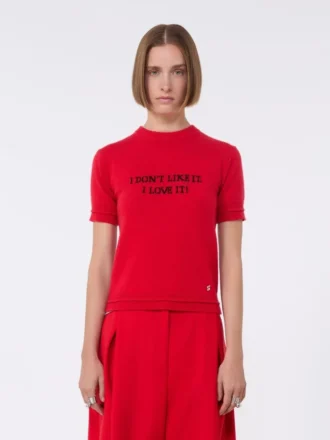 T-shirt van wol en kasjmier, rood