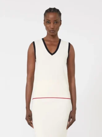 Tanktop van viscose-mix, wit-blauw