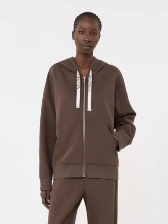 Technisch jersey sweatshirt met rits, chocoladebruin Technisch jersey sweatshirt met rits, chocoladebruin