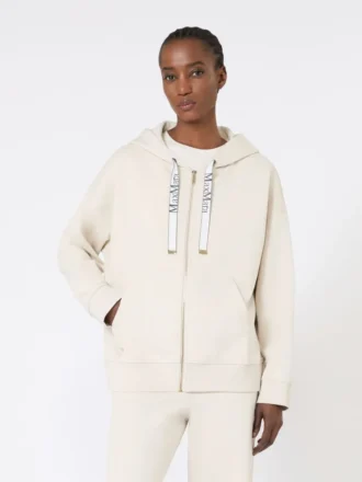 Technisch jersey sweatshirt met rits, ecru Technisch jersey sweatshirt met rits, ecru